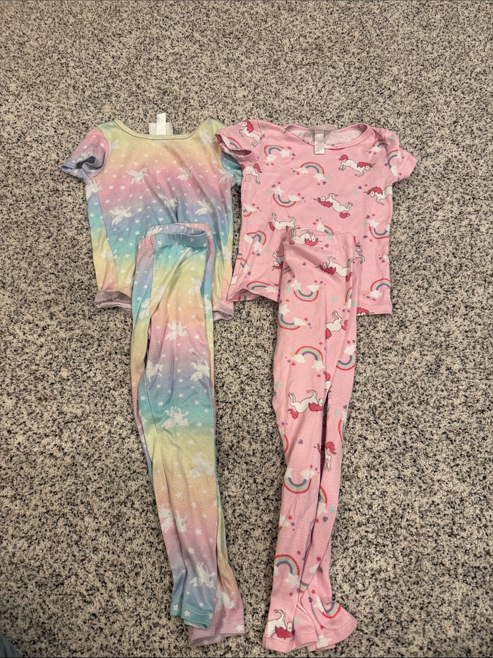 3T girls 2-Piece Pajama Set - Pastel Rainbow & Pink Unicorns
